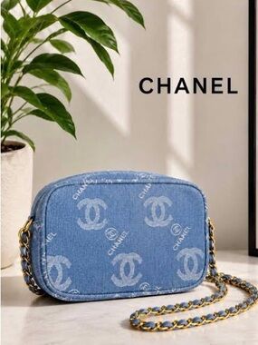 GWP Blue Denim Crossbody Chain Bag, NEW